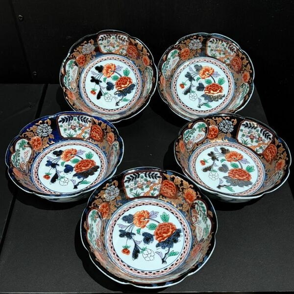 N 21204 有田焼 金彩古伊万里様式 5枚セット