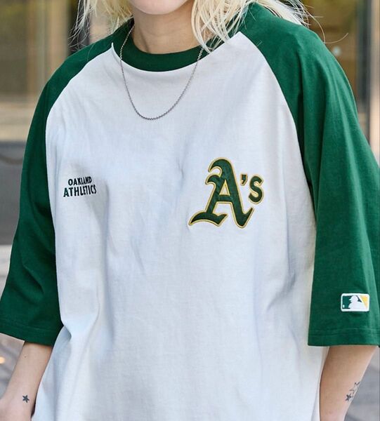 ユニフォーム MLB メジャーリーグベースボール ワッペン刺繍 半袖 Tシャツ グリーン