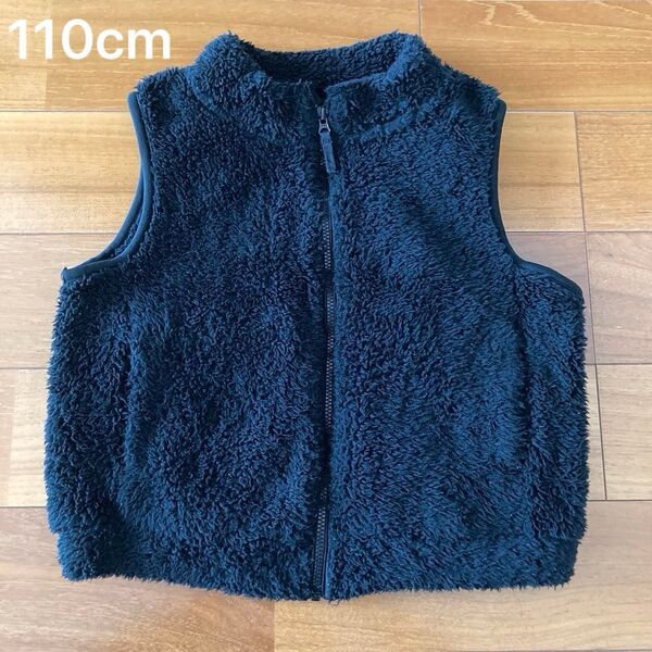 110cm ユニクロ ファーリーフリースベスト ブラック キッズ ボア ベスト