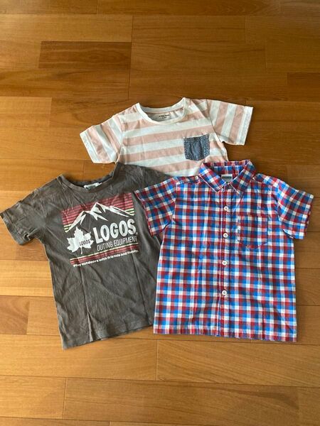 キッズ 子ども 男の子 半袖シャツ Tシャツ 120cm 130cm 3点セット
