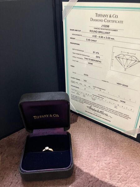 TIFFANY&Co. ダイヤモンドリング 0.45ct VS1 F 鑑定書付き