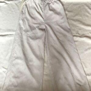 PRISCILLA BUS D'OR プリシラバスドール 白 ワイドパンツ ウエストゴム ウエストベルトポケット付き コーデュロイ