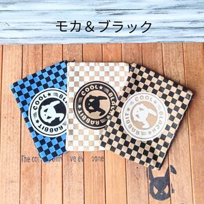COOL BLACK RABBIT ファスナーポーチ 市松模様 モカ&ブラック