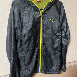 PUMA ウィンドブレーカー ドット柄 ブラック×黄緑