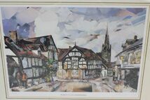 BOB KILVERT 公認複製品？ 印刷 コラージュ 15/500 サイン入り 額装 ☆中古 WEOBLEY VILLAGE HEREFORDSHIRE The Old Corner House Woebley_画像4