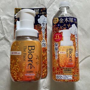 花王 ビオレ ザフェイス 泡洗顔料 ディープモイスト 金木犀の香り 本体+詰替