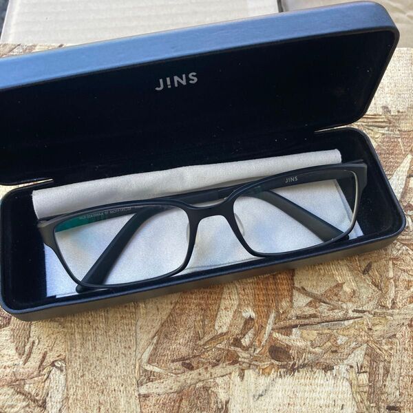 JINS MUF-23A-009AA 眼鏡 メガネ 軽量 ブラック ケース付 度数不明 JINS 度入り ブラック 眼鏡 メガネ