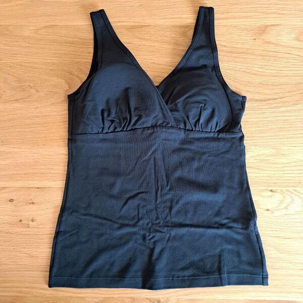 授乳に便利! ブラタンクトップ 瞬間授乳 ベルメゾン ブラック L インナー 黒 タンクトップ ノースリーブ
