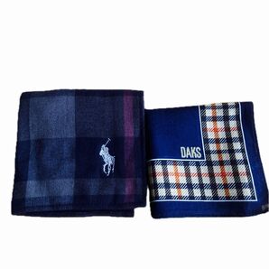 ハンカチ2枚セット RALPH LAUREN DAKS ネイビー チェック