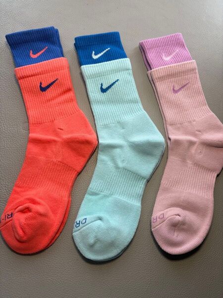 Nike リブ編みソックス 3足セット 23-25CM 底パイル 綿混 スポーツ用ソックス