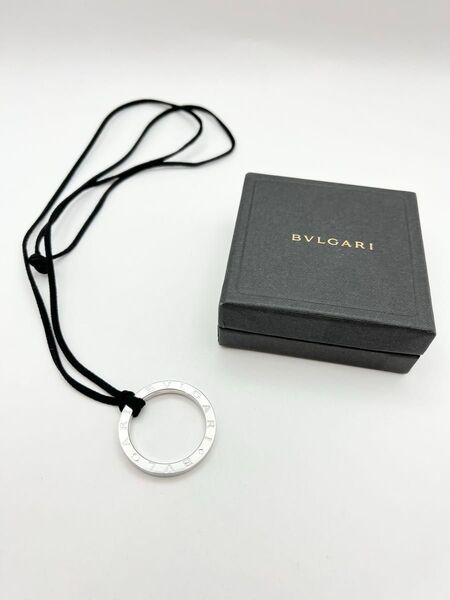 BVLGARI ブルガリ ネックレス ペンダント ビーゼロワン サークル ロゴ シルバー 925 箱付き キーリング メンズ