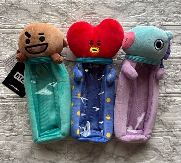 3個セット【新品タグ付】BT21 HUG ペンケース ペンポーチ 小物入れ SHOCKY TATA MANG