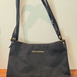 KARL LAGERFELD ショルダーバッグ ブラック デニム エナメル
