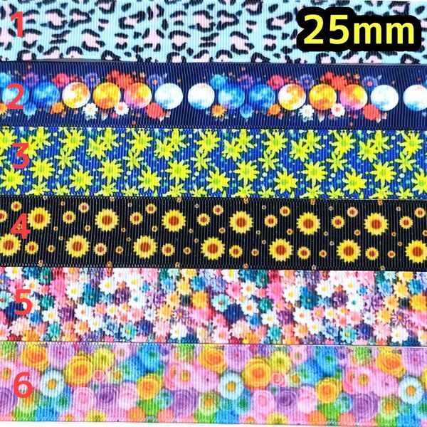 グログランリボン 25mm リボン 切り売り ハンドメイド 花柄 ヒョウ柄