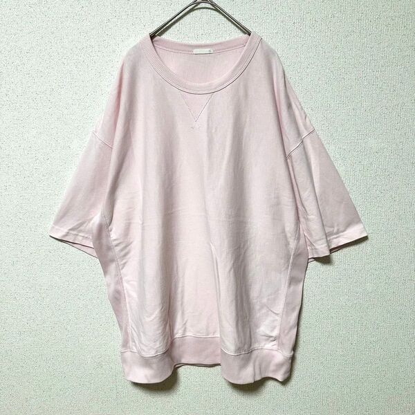 GU ジーユー スウェT 5分袖 オーバーサイズ Tシャツ メンズ XLサイズ