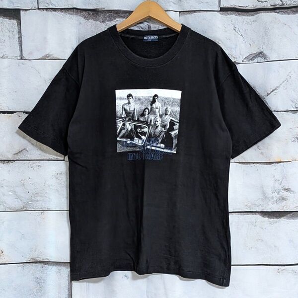 【BOTH FACES】ガールズ モノクロフォト プリント クルーネック 半袖 Tシャツ 90’s