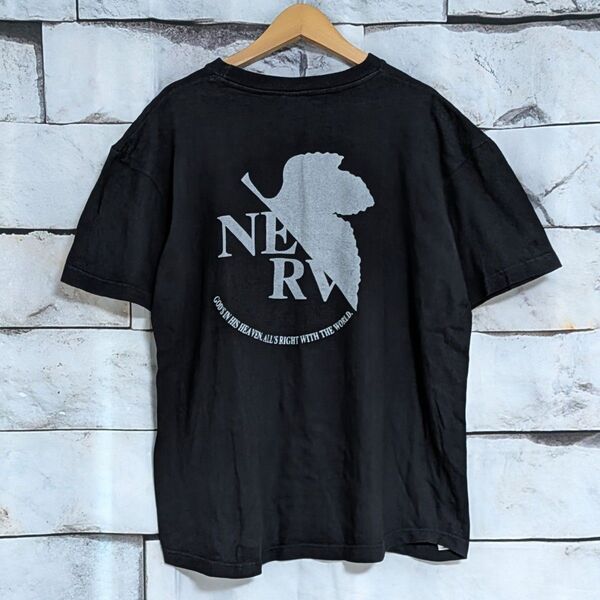 ◆新世紀エヴァンゲリオン◆NERV ネルフ バックプリント クルーネック 半袖 Tシャツ 90’s プライズ 非売品