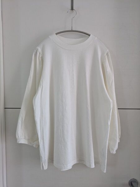 未使用SEASON REASON シーズンリーズン ボリューム袖布帛切り替えトップス カットソー ブラウス Tシャツ 白 LL