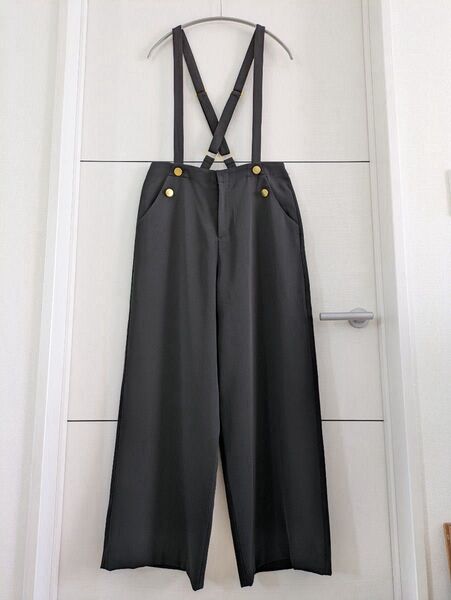 URBAN RESEARCH Sonny Label アーバンリサーチサニーレーベル サスペンダー付きワイドパンツ黒 サロペット