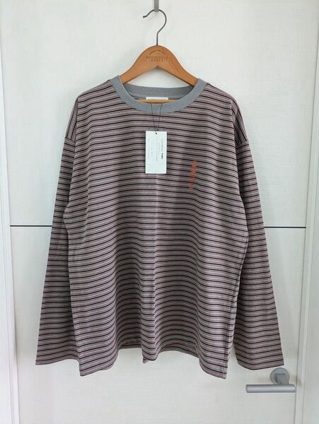 新品【CIAOPANIC TYPY】チャオパニックティピー ボーダーロンT グレー系長袖Tシャツカットソーロゴ刺繍メンズM