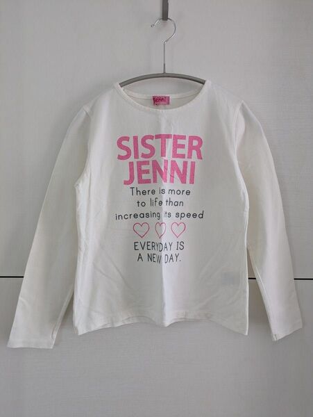 SISTER JENNI シスタージェニィ 長袖Tシャツ 白オフホワイト ピンク ラメロゴT ロンT カットソー ジェニー