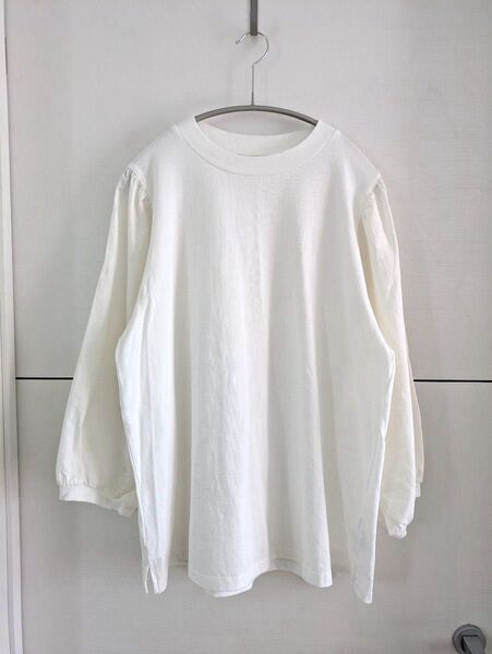 未使用SEASON REASON シーズンリーズン ボリューム袖布帛切り替えトップス カットソー ブラウス Tシャツ 白 LL
