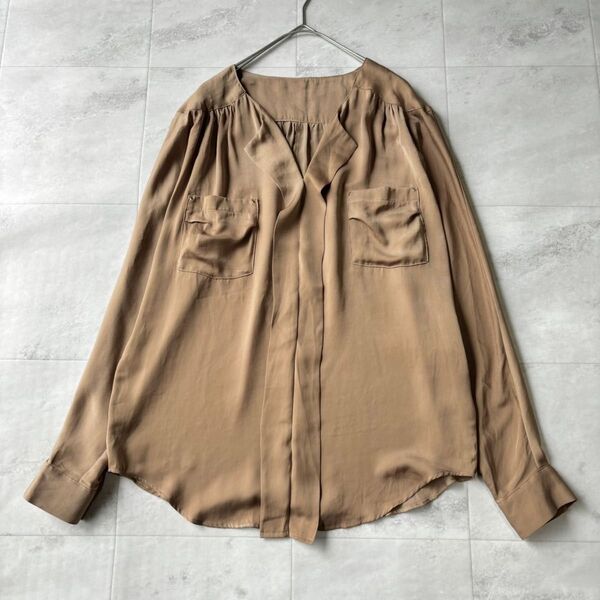 Loungedress スキッパーブラウス 光沢 とろみ 長袖