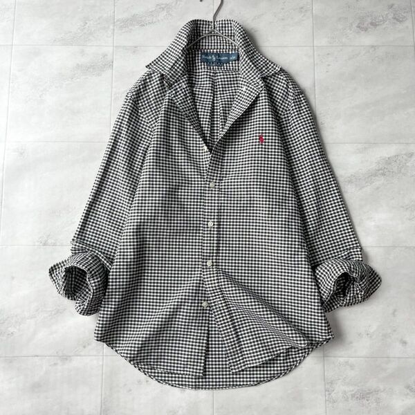 【美品】Ralph Lauren ギンガムチェックシャツ ボタンダウン 刺繍ロゴ