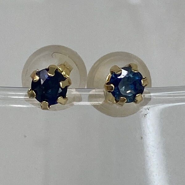 K18YG AU750 18金 天然サファイア スタッドピアス (計0.17ct)