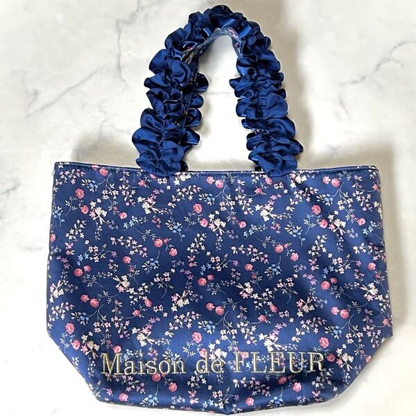Maison de FLEUR 花柄 フリルハンドル トートバッグ S