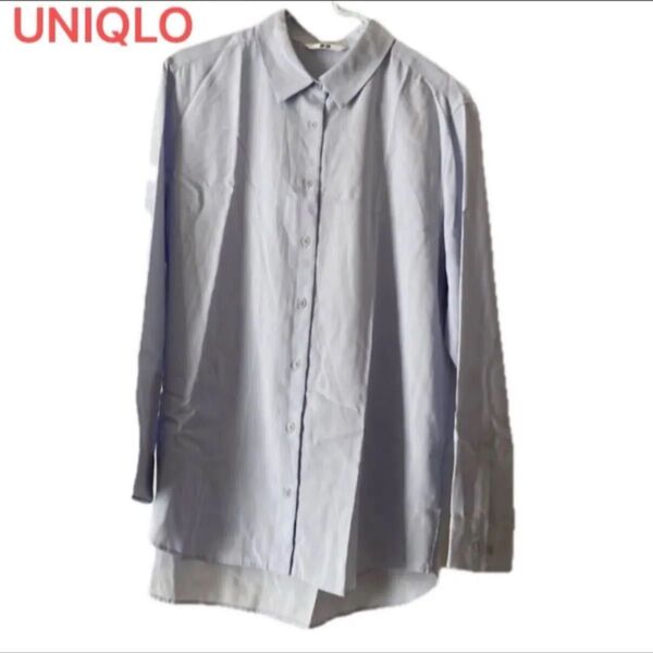 ユニクロ レーヨン エアリーブラウス 水色 シャツ UNIQLO 長袖シャツ ブラウス トップス ブルー系 ワイシャツ ブルー