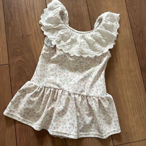 ママラク バースデイ 水着 女の子 スイムウェア ワンピース 柄 花柄 うさぎ レース