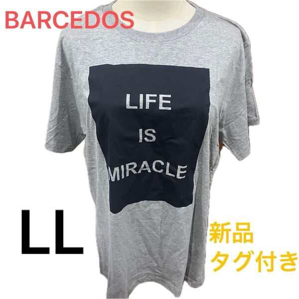 【新品タグ付き】Barcedos 半袖Tシャツ グレー メンズ LL トップス カットソー カジュアル 半袖 Tシャツ プリント