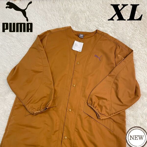 新品 PUMA プーマ レディース ロングコート 撥水 レインウェア オレンジ XL