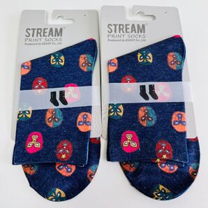 STREAM プロレスマスク柄 ソックス