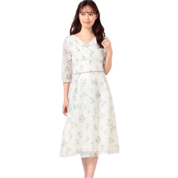 新品 レッセパッセ カシュクール レース プリント フラワー ワンピース