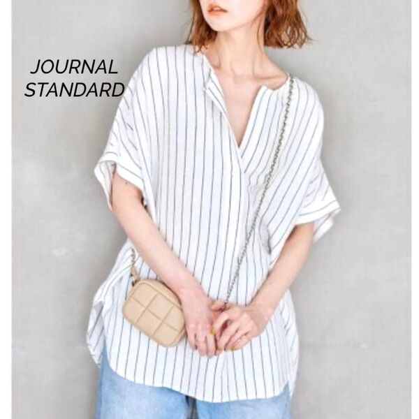 JOURNAL STANDARD レーヨン麻ノーカラーブラウス