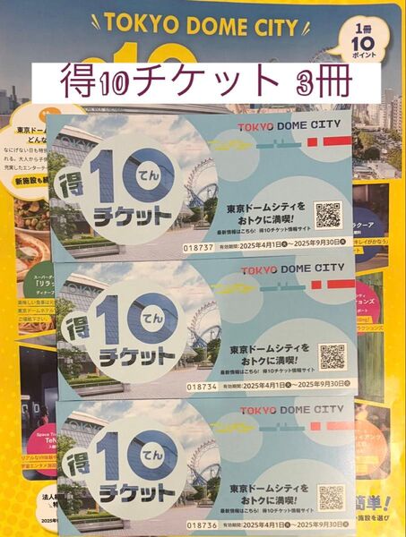 得10チケット 3冊 東京ドームシティ