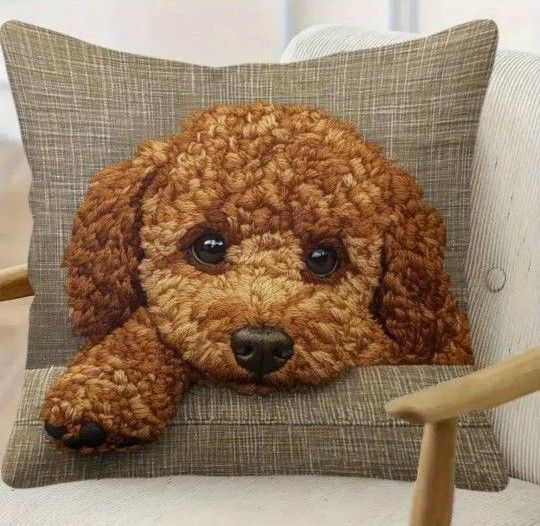 【新品未使用】プードル クッションカバー 45×45cm
