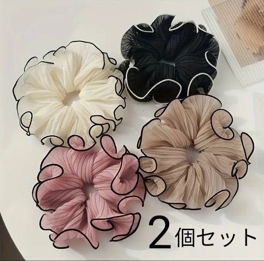 オーガンジーシアーフリルシュシュ ビッグシュシュ ヘアゴム ヘアアクセサリー 春夏 2個セット