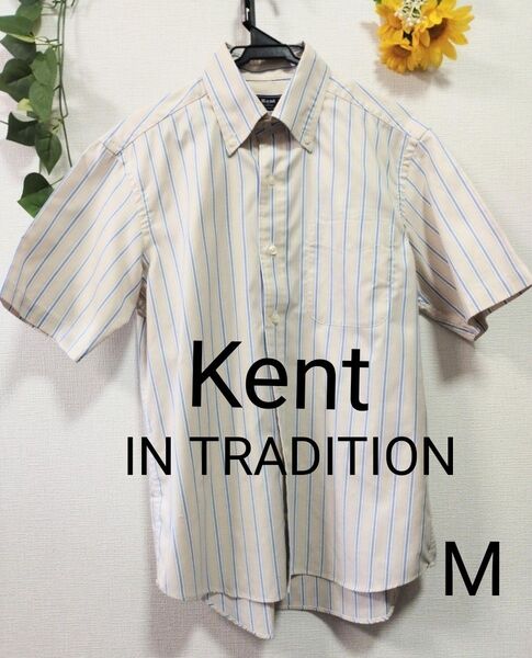 Kent IN TRADITION ボタンダウンシャツ ストライプ柄 半袖シャツ サイズ M メンズ