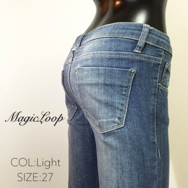 残りわずか レディース7分丈デニムスリムパンツ Light03L27