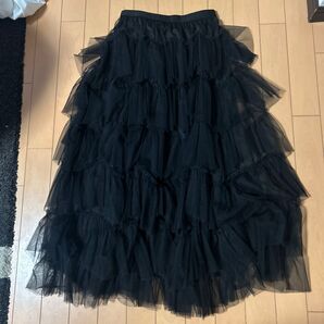 黒 チュールスカート ロングスカート