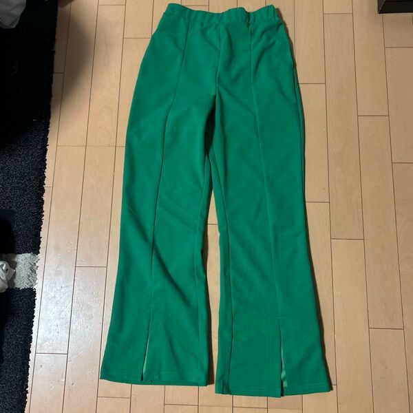 グリーン センタープレスパンツ ズボン ストレッチ