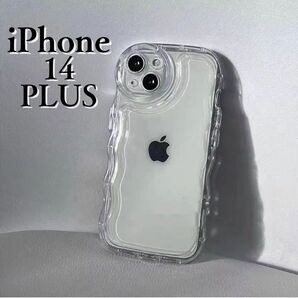 iPhone14Plus ケース 携帯 うねうね クリア ウェーブ 推し活 スマホ アクスタ 透明