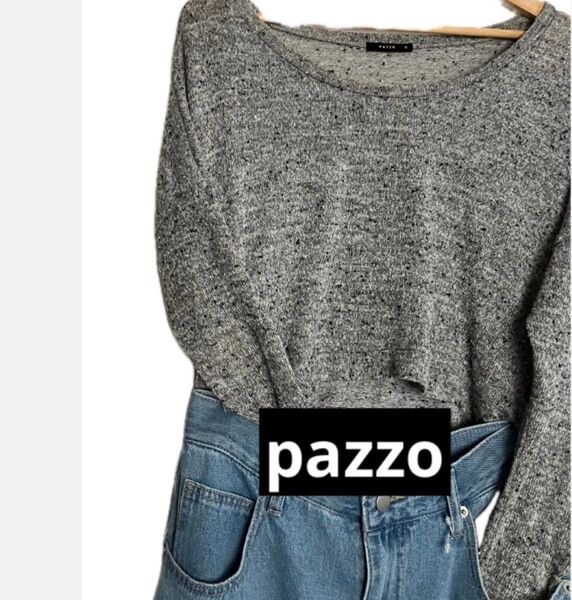 pazzo サマーニット ライトグレー パッゾ Sサイズ クルーネック プチプラ カットソー 高見え ファッション コーディネート