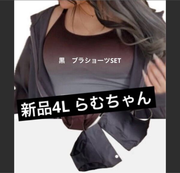 新品4L ブラショーツ セット しまむら らむちゃん しまぽちゃ プラスサイズ ぽっちゃり ワイヤレスブラジャー パンツ 大きい