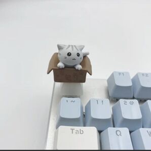メカニカルキーボード用 かわいい猫型 キーキャップ ホワイト 1個