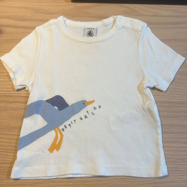 プチバトー 半袖 Tシャツ 12m 74cm 白 鳥
