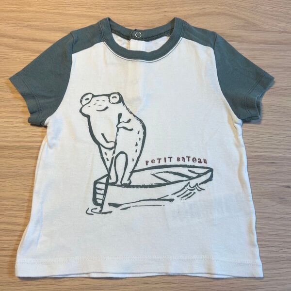 プチバトー 半袖 Tシャツ 12m 74cm 鳥獣戯画風